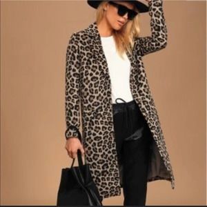 Kendall & Kylie Jenner Womens Size S Cheetah Print Pea Coat